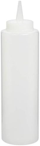 Two 12 oz Clear Plastic Condiment Bottles