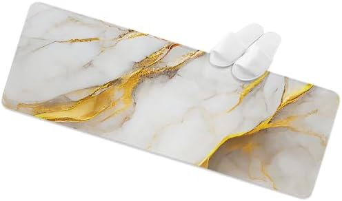 Chucoco Retro White Marble Gold Veins Area Runner Rug Set