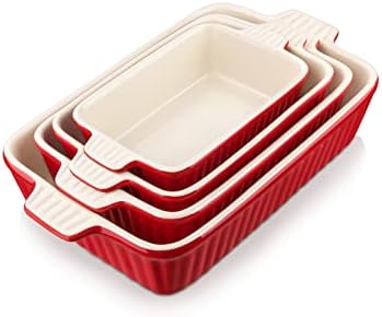 MALACASA Porcelain Bakeware Set of 4 Red 1