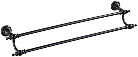 BOCbco Retro Black Bronze Towel Rack Double-Bar Bathroom Storage