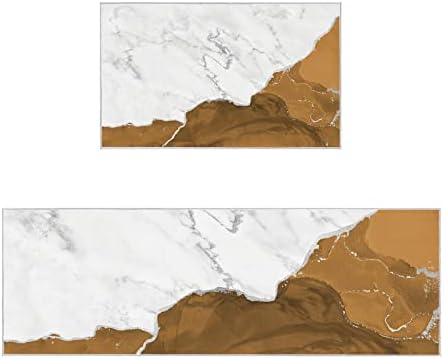 2-Piece Marble Kitchen Rugs Set for Anti-Fatigue Use