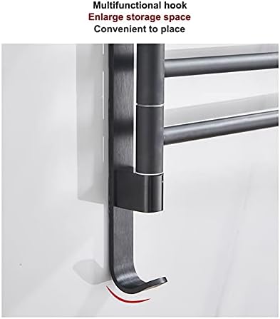 Space-Saving Towel Rail Black 4-Bar