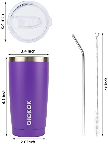 BJPKPK Purple Insulated Tumbler With Lid And Straw 20 Oz