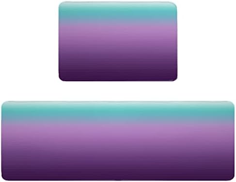 Purple Teal Ombre Kitchen Rug Set 2 PCS