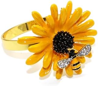 6-Piece Sunflower Metal Napkin Rings Perfect for Dinner