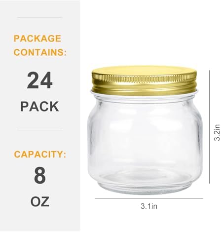 Enchem Classic Glass Mason JarsElegant 8oz Storage Solution for Kitchen Home