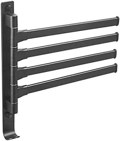 ALDEPO 4 Bar Rotating Towel Rail Organizer Black