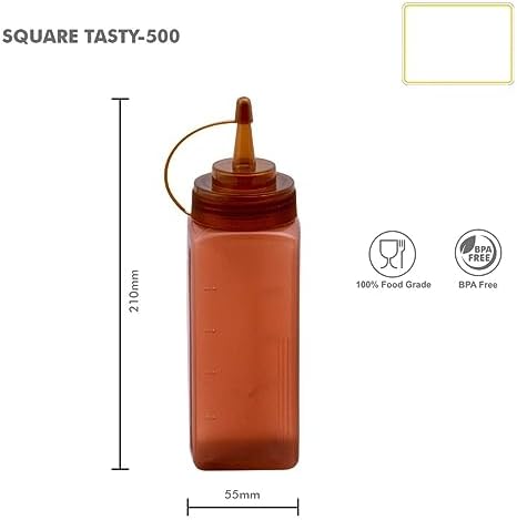PTHAK 2-Piece 500ml Square Squeeze Bottle Combo