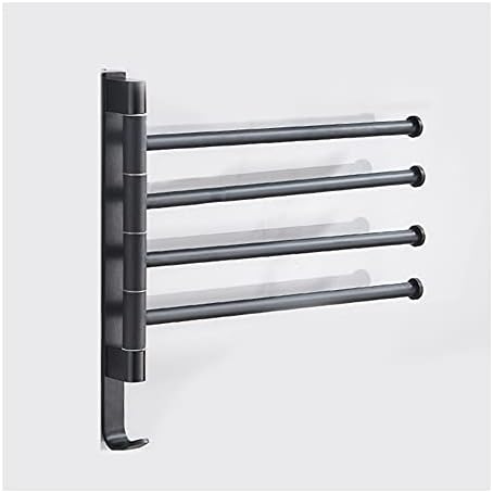 Space-Saving Towel Rail Black 4-Bar