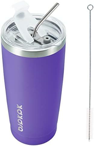 BJPKPK Purple Insulated Tumbler With Lid And Straw 20 Oz