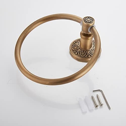 Retro Round Aluminum Towel Rack Antique Brass Space-Saving Bathroom Towel Organizer