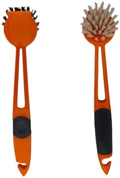 Imusa USA Round Orange Dish Brush with White Bristles for Kitchen Use