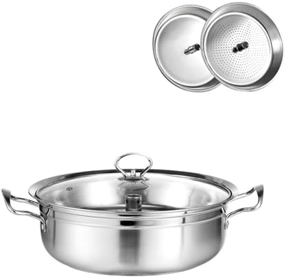 SVRITE Stainless Steel Seafood Steamer Pot - 34CM for Cooking Steaming