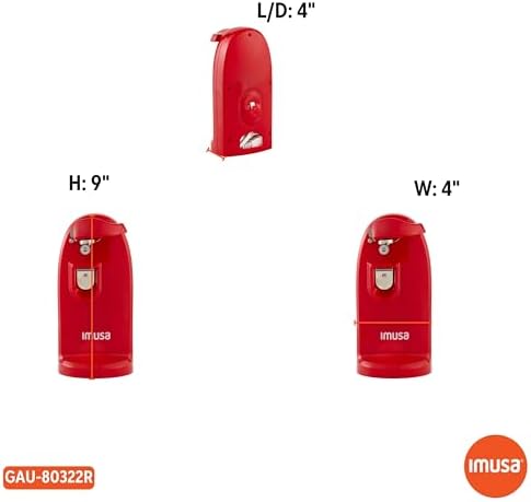 ImUSA Compact Electric Can Opener with Bottle Opener Knife Sharpener Red
