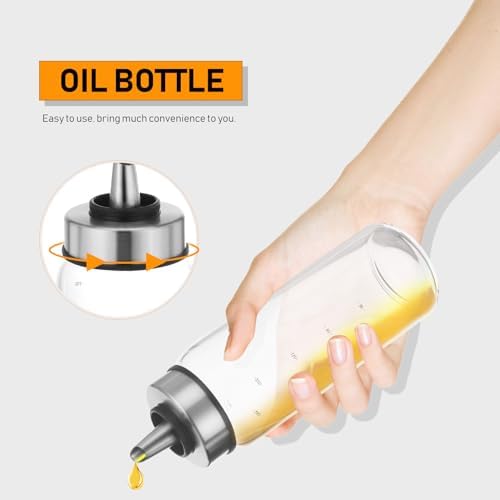 HemotonCondiment Oil Bottle Stainless Steel Squeeze Bottle for BBQ Kitchen Home Picnic