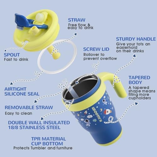 KXIAOCHEN 14 Oz Kids Tumbler with Handle
