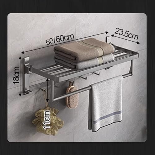 ANNBKA Gray Towel Shelf Wall-Mounted Towel Holder Bathroom Organization Solution