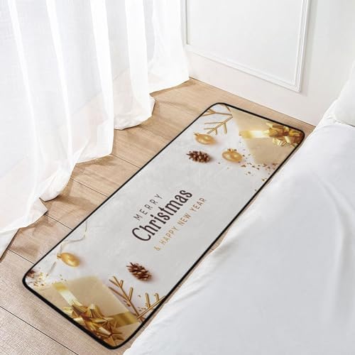 Susiyo Anti Fatigue Kitchen Rug Mat 39x20 in Gold Christmas Banner