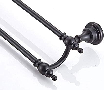 BOCbco Retro Black Bronze Towel Rack Double-Bar Bathroom Storage