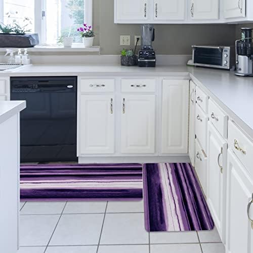 Olivier Purple Kitchen Rugs Set - 20x315 20x47 Non-Slip Absorbent Standing Mats