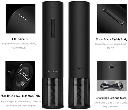 Ataller 2-in-1 Rechargeable Wine Opener Set for Easy Elegant Course