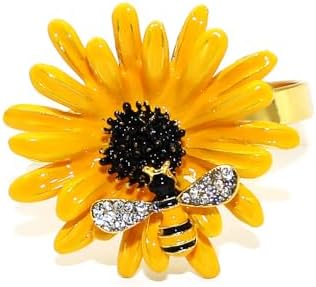 6-Piece Sunflower Metal Napkin Rings Perfect for Dinner