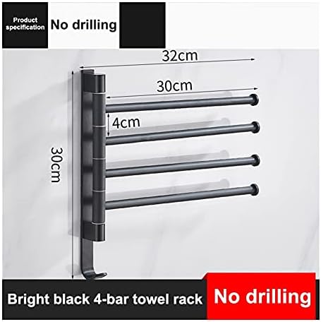 Space-Saving Towel Rail Black 4-Bar
