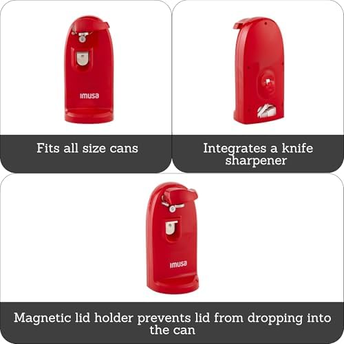 ImUSA Compact Electric Can Opener with Bottle Opener Knife Sharpener Red