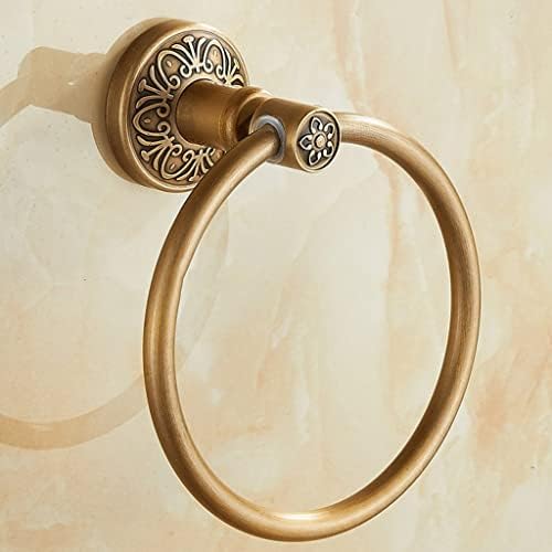 Retro Round Aluminum Towel Rack Antique Brass Space-Saving Bathroom Towel Organizer