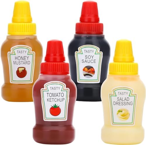 CARONIN 4PCS Mini Condiment Squeeze Bottles
