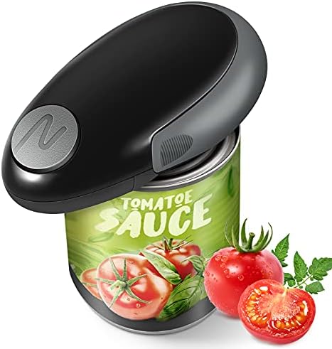 Ecosteem Electric Can Opener - Mini Black One Touch Safe and Efficient