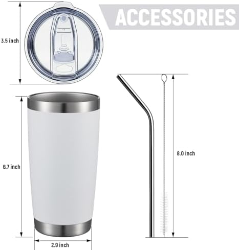 COMOOO 20oz Double Wall Vacuum Insulated Travel Mug Set