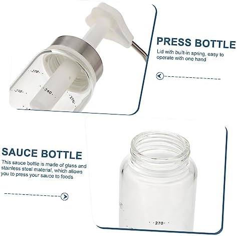 300ml Glass Stainless Steel Sauce Press Bottle - Convenient Salad Ketchup Storage