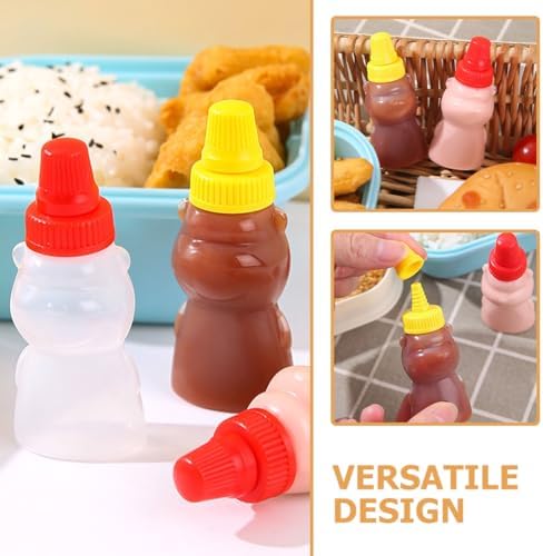 Luxshiny 12Pcs Mini Bear Shape Condiment Bottles 1
