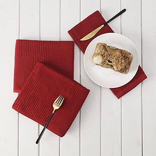 Luxury Kitchen Dish Towels Red Durable Set of 3