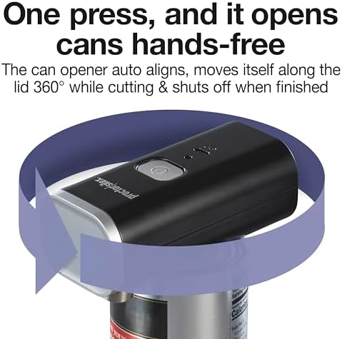Proctor Silex Electric Can Opener Hands-Free Rechargeable Self-Aligned Compact