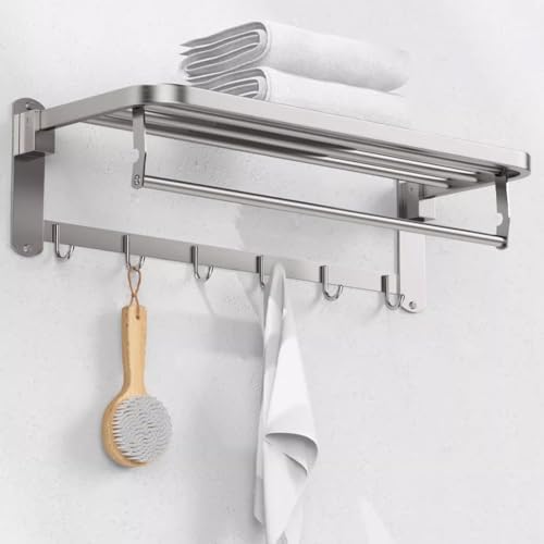 Ann BKAStainless Steel Towel Hanger with Bar Thickened Wall-Mounted Towel Rack 40CM