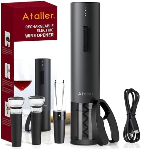 Ataller 2-in-1 Rechargeable Wine Opener Set for Easy Elegant Course