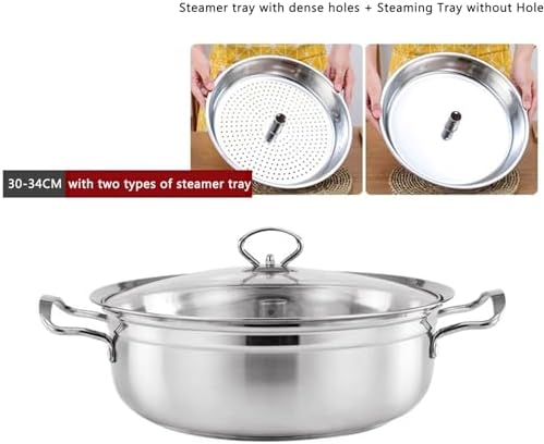 SVRITE Stainless Steel Seafood Steamer Pot - 34CM for Cooking Steaming