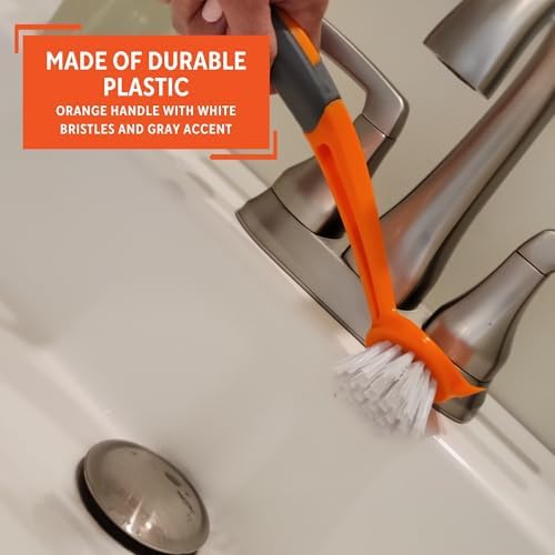 Imusa USA Round Orange Dish Brush with White Bristles for Kitchen Use