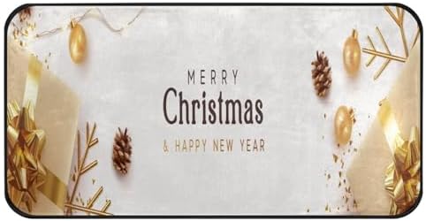 Susiyo Anti Fatigue Kitchen Rug Mat 39x20 in Gold Christmas Banner