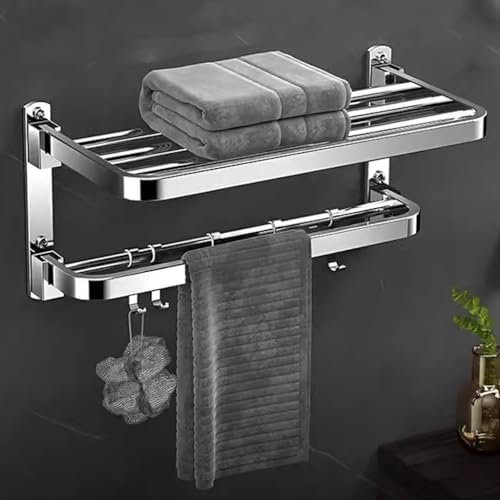 Double Folding Towel Rack Wall-Mounted Bath Towel Holder 40cm