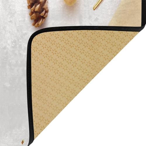 Susiyo Anti Fatigue Kitchen Rug Mat 39x20 in Gold Christmas Banner
