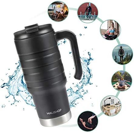HAUSHOF 24 Oz Travel Mug with Flip Lid