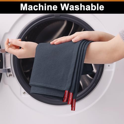 100 Cotton Waffle Weave Dish Cloths - Dark Grey