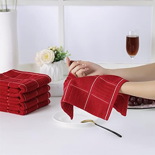 Glynniss Red Kitchen Towels and Dishcloths Set of 8