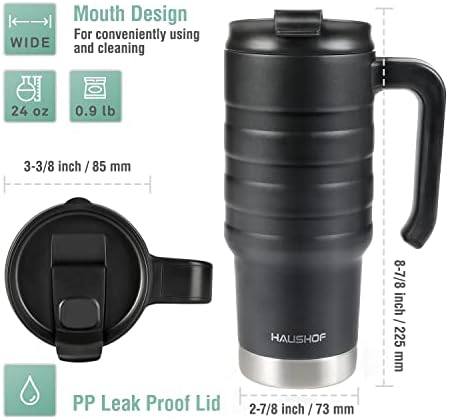 HAUSHOF 24 Oz Travel Mug with Flip Lid