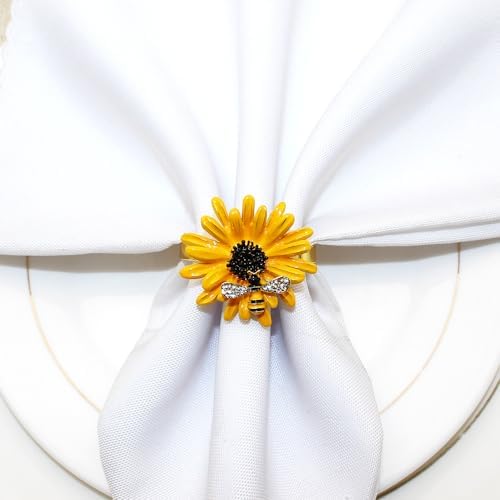 6-Piece Sunflower Metal Napkin Rings Perfect for Dinner