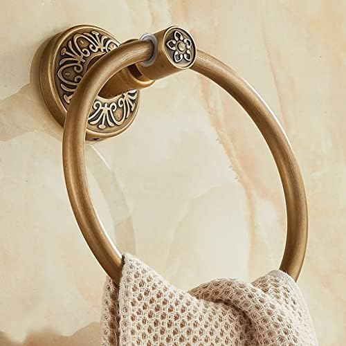 Retro Round Aluminum Towel Rack Antique Brass Space-Saving Bathroom Towel Organizer
