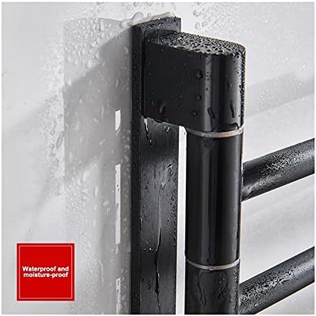 Space-Saving Towel Rail Black 4-Bar